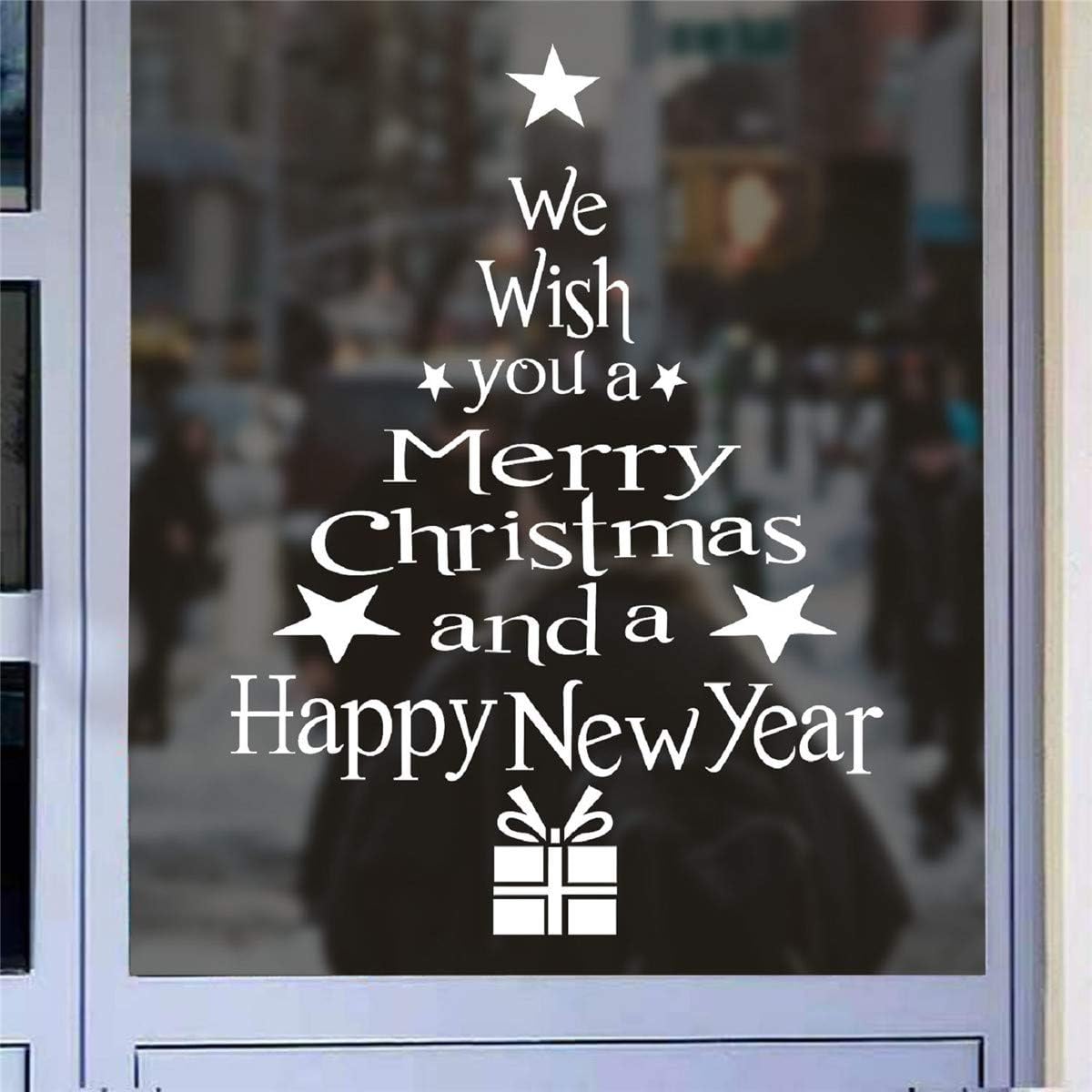 Tuopuda Christmas Sticker for Window Christmas Tree Letters Stick Wall Art Decal Mural Wall Sticker(White) - Image 3
