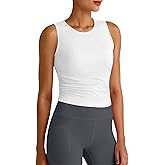 G4Free Skimetic Workout Tank Tops for Women Side Ruched Sleeveless High Neck Crop Top Summer Athletic Gym Shirts