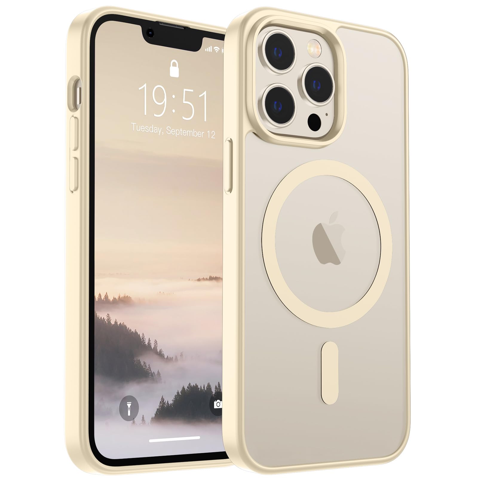 Photo 1 of SUPFINE Magnetic for iPhone 13 Pro Case (Compatible with MagSafe) (10 FT Military Grade Drop Protection) Slim Translucent Matte Shockproof with Anti-Fingerprint Phone Case,Antique White