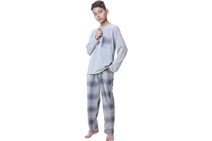 BYX SWEETLEISURE Big Boys Classic Plaid Pajama Set Cotton Sleepwear Teens 10-20Years