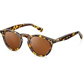 CARFIA Retro Acetate Polarized Sunglasses for Men | Handcrafted Thick Acetate, Vintage Round, UV400 protection Lenses Anti-Reflective Golf Shades