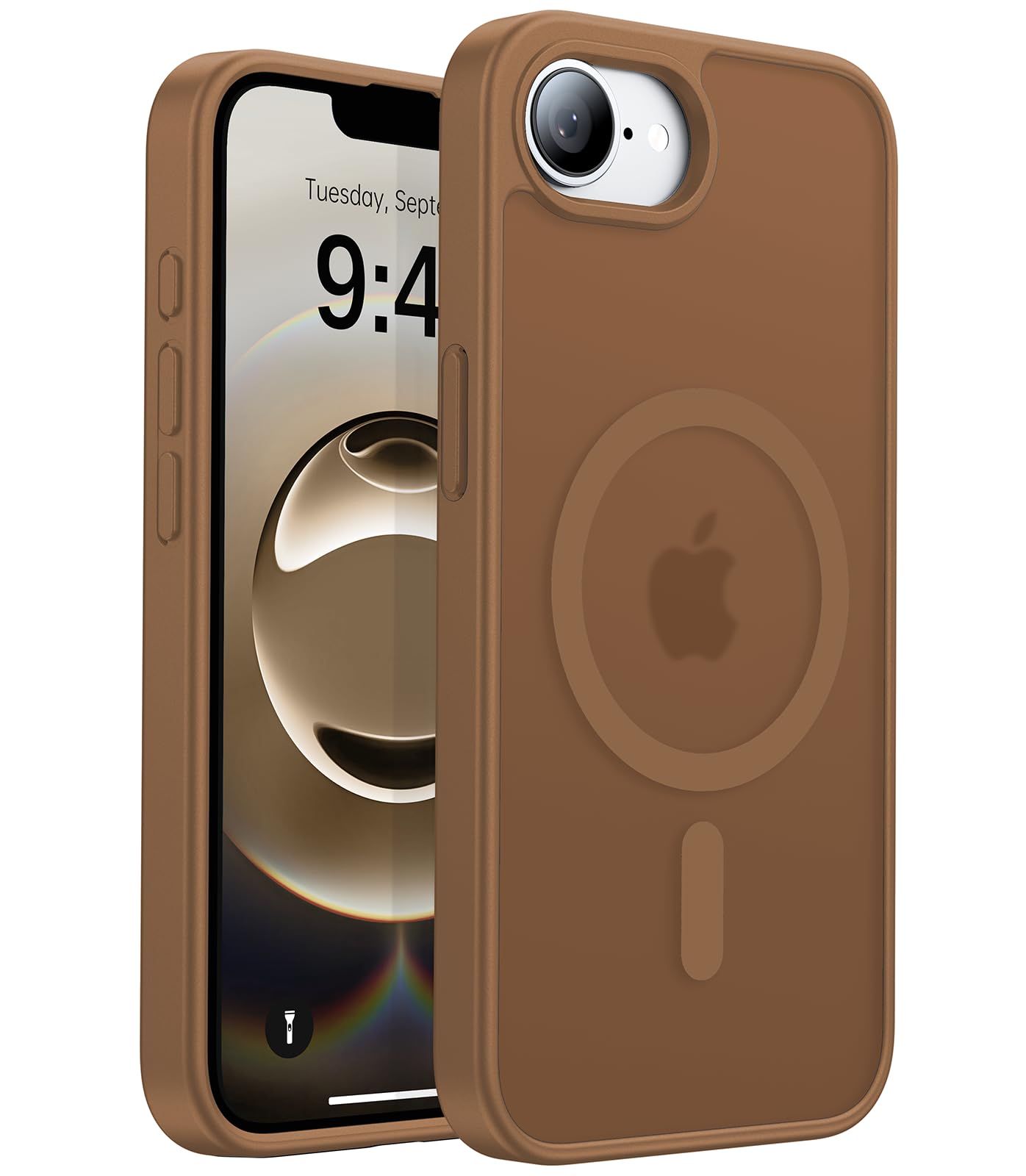 Eastinbox Magnetic Shockproof for iPhone 17e & iPhone 16e Case [Compatible with MagSafe] [Military-Grade Protection] Anti-Yellowing, Matte Protective Phone Case for iPhone 17 e/16 e 6.1", Brown