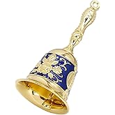 Handbell, Small Hand Bell Hand Call Bells Wedding Bells, Table Bell Service Bell for Restaurant, Hotel, Shops, Pet Training Bell, Christmas Bells (Golden Blue)