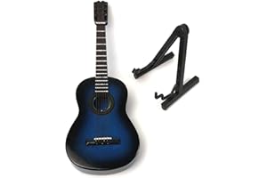 ALANO Wooden Blue Miniature Guitar Ornament Guitar 16cm Model Musical Instrument Decorative