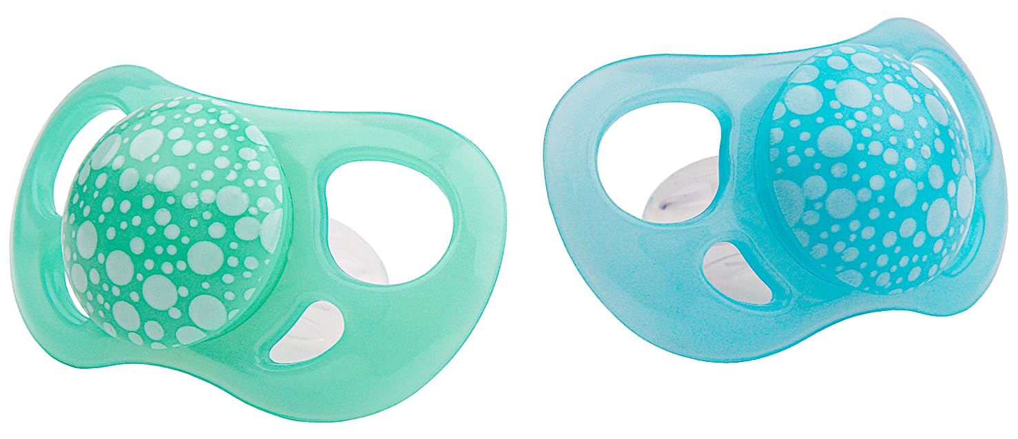 Twistshake Baby Pacifier - 2 Pack | Orthodontic Shape | Ultra Light | Soft Silicone Teat | BPA-Free | Suitable for Babies Aged 6+ Months | Blue Green
