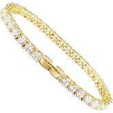 Kose Tennis Bracelet for Women | 4MM/5MM Cubic Zirconia | 18K Gold/White Gold Plated Classic Bracelet | Size 6/6.5/7 inches