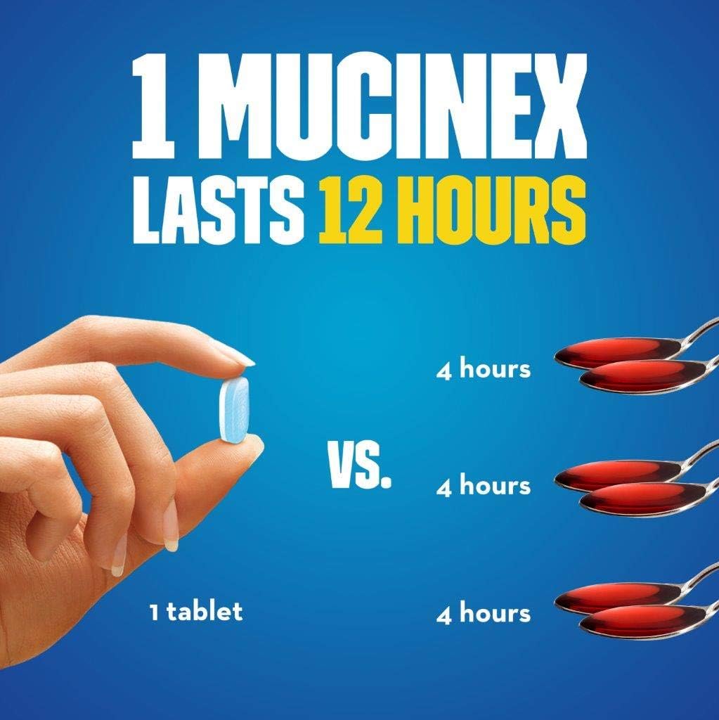 Chest Congestion, Mucinex Maximum Strength 12 Hour Extended Release Tablets, 42ct, 1200 mg Guaifenesin Relieves Chest Congestion Caused by Excess Mucus, #1 Doctor Recommended OTC expectorant