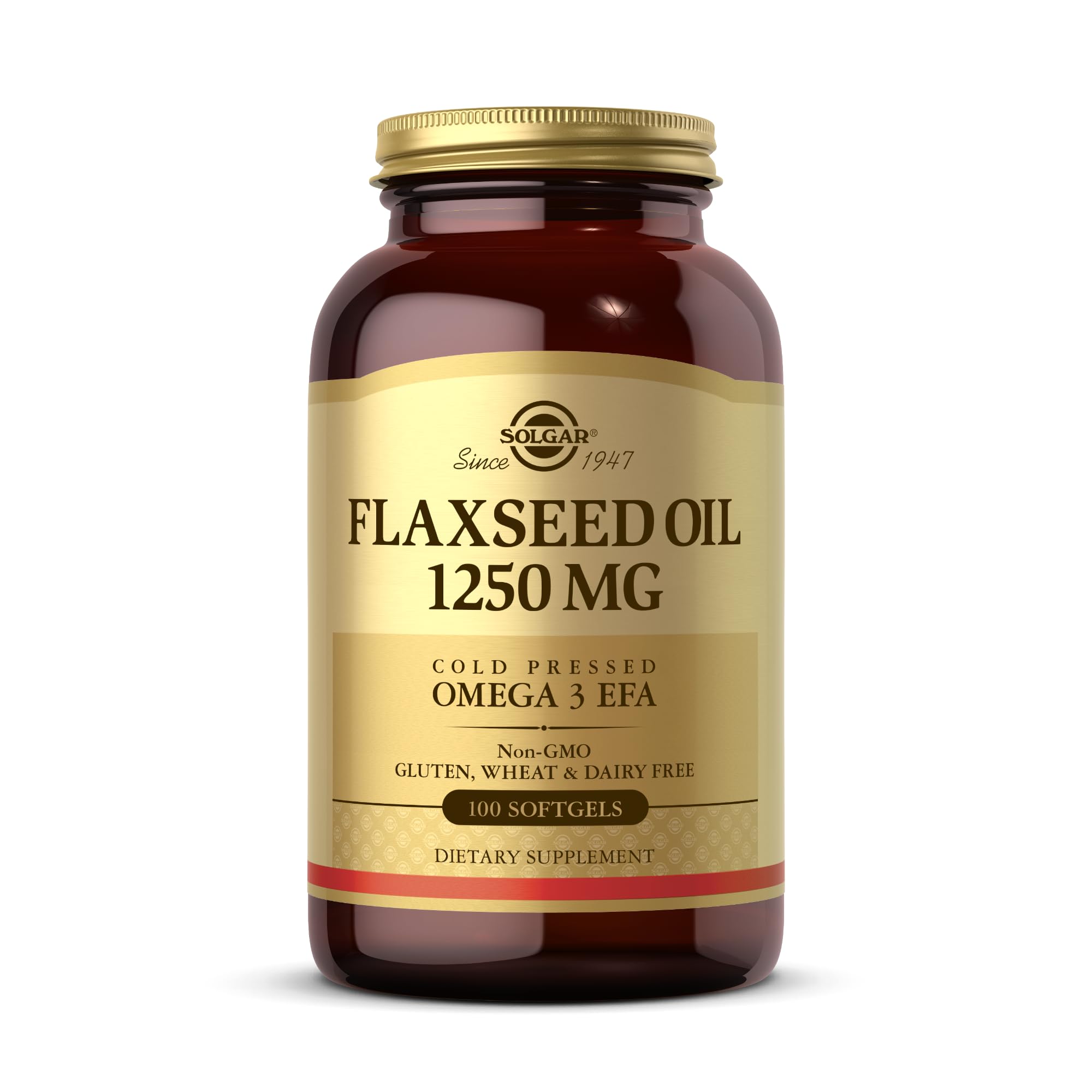 Solgar Flaxseed Oil 1250 mg Softgels - Food Supplement, Pack of 100 - Alpha-Linolenic Acid - for Immunity, Skin and Heart Health - Maintenance of Healthy Cholesterol