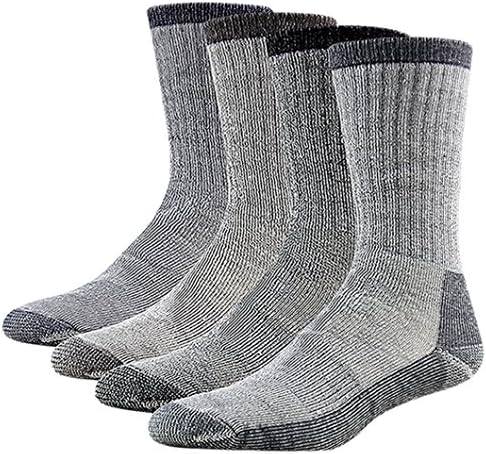 Wool Socks Men, RTZAT Men's Women's Performance Moisture Wicking Socks Fit Outdoor Sports Mountain Cimbing Trekking 4 Pairs Large, 2 Gray, 2 Brown
