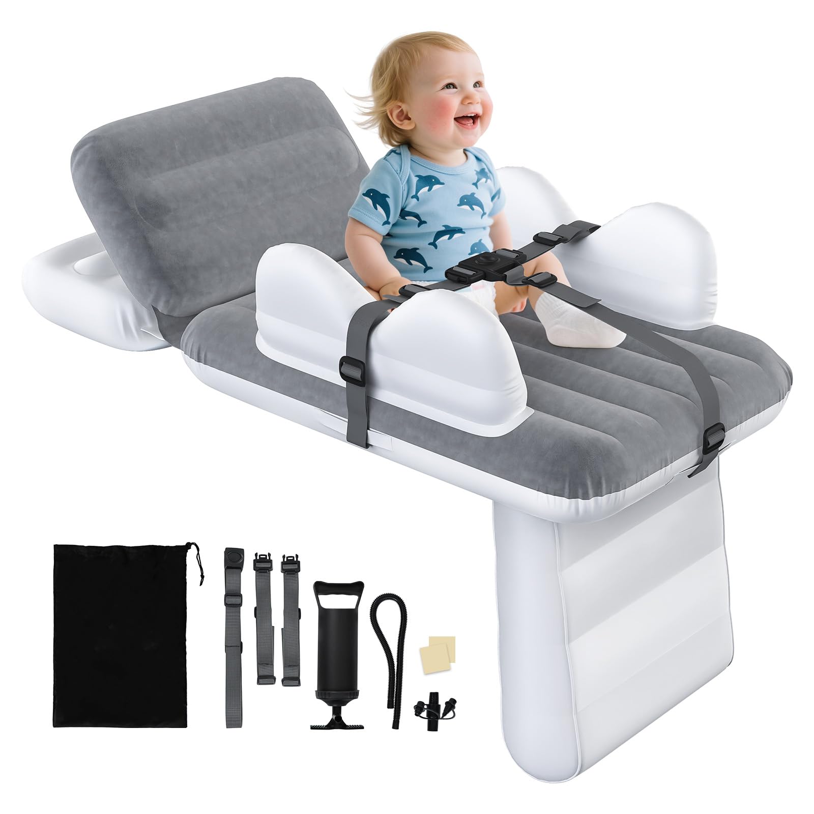 Photo 1 of omzer Inflatable Toddler Airplane Bed: Upgrade Airplane Seat Extender for Kids with Cup Holder & Seat Belt - Portable Baby Travel Bed with Travel Bag & Quick Inflation Hand Pump
