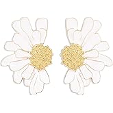 TIANHONGYAN Bohemian Large Big Flower Dangle Drop Earrings Unique Charm Gold Tone Stud Earrings Vintage Chic Metal Floral Statement Earrings for Women Girls Party Jewelry Gifts