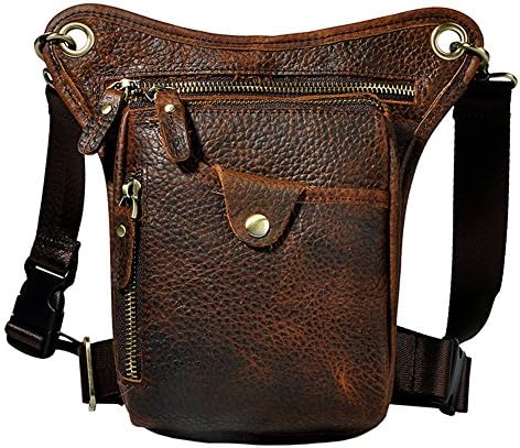 Genda 2Archer Genuine Leather Tactical Leg Bag Pouch Messenger Hip Bumbag Waist Pack (Brown 3)
