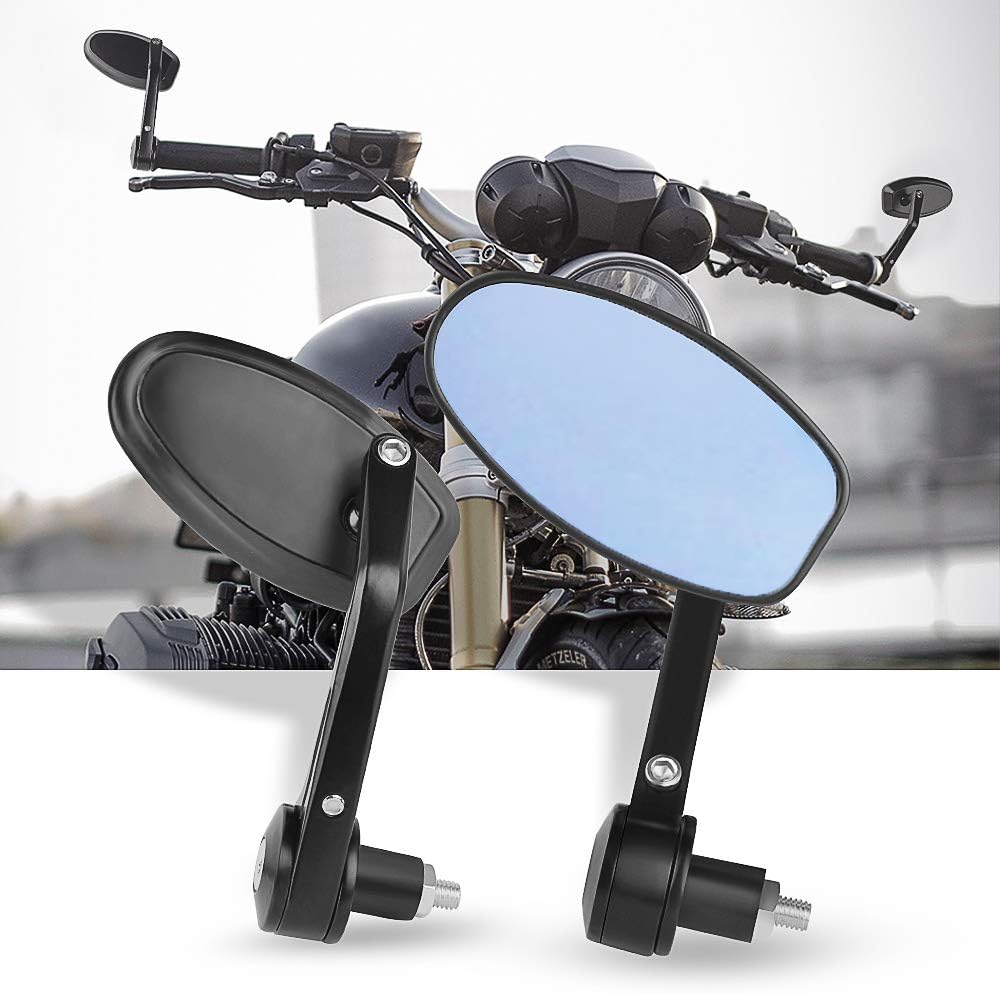 Motorcycle Bar End Mirrors, Lavmar 7/8 in 22mm Handle bar Universal Rear View Back Mirror Fits Yamaha Honda Kawasaki Triumph Suzuki