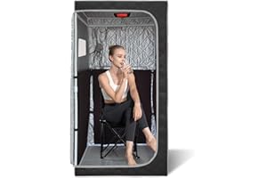 Smartmak Portable Full Size Infrared Sauna for Home| One Person Spa Tent| Personal Indoor Saunas with Separate Heating Foot Pad and Reinforced Chair for Relaxation(33.9" L*33.9" W*66.6" H Greyborder