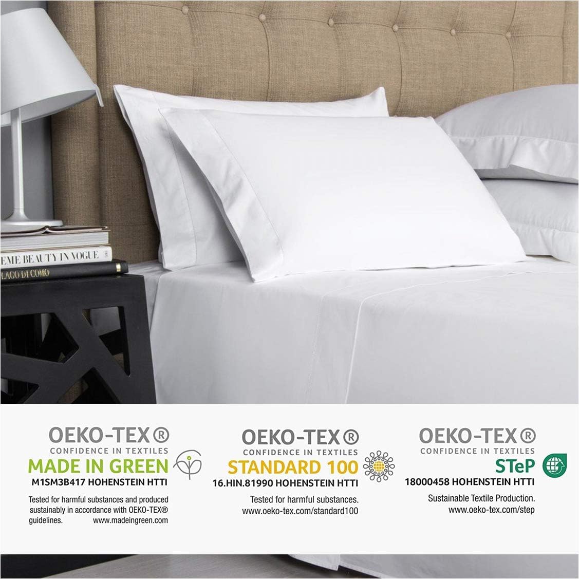 Mayfair Linen 100% Egyptian Cotton Sheets, White King Sheets Set, 800 Thread Count Long Staple Cotton, Sateen Weave for Soft and Silky Feel, Fits Mattress Upto 18'' DEEP Pocket: Home & Kitchen