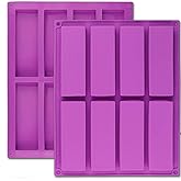 Palksky (2 Pcs) 8 Cavity Rectangle Granola Bar Silicone Mold/Nutrition/Cereal Bar Molds Energy Bar Maker for Chocolate Truffles Ganache Bread Brownie Cornbread Cheesecake Pudding Butter Mould
