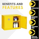 The Products Store Mini Flammable COSHH Cabinet Chemical Storage 1 Shelf Hi-Vis view 4