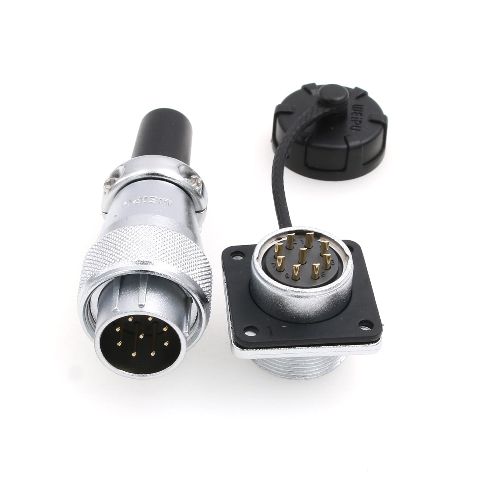 Eonvic WEIPU WS20 9 Pin Aviation Waterproof Connector IP67 Metal Male Plug Female Square Socket Threaded Panel Mount Cable Connector
