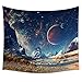 Uphome Wall Tapestry Hanging, Planet with Earth Moon and Mountains Pattern – Light-Weight Polyester Fabric Wall Decor (51