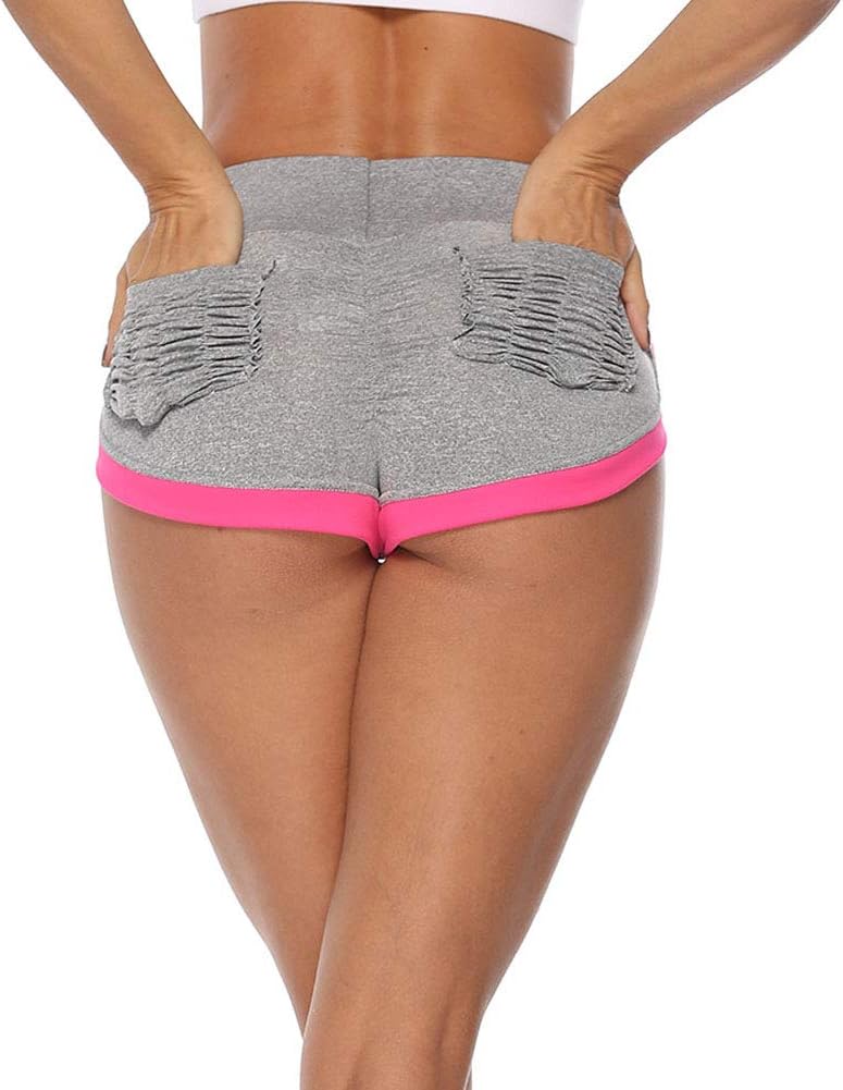 lumiyo Women's Sport Fitness Gym Stretchy High Waisted Ruched Butt Lifting Workout Running Yoga Shorts
