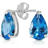3.15 Carat 14k Solid White Gold Stud Earrings Natural Blue Topaz