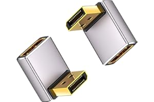 Duttek 8K 90 Degree DisplayPort 1.4 Adapter, DisplayPort Extender 32.4Gbps, Up Angle DisplayPort Male to Female Adapter (8K/6