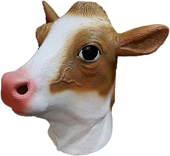 YIHAIXINGWEI Cow Mask Bull Latex Mask Animal Head Face Disguise Adult