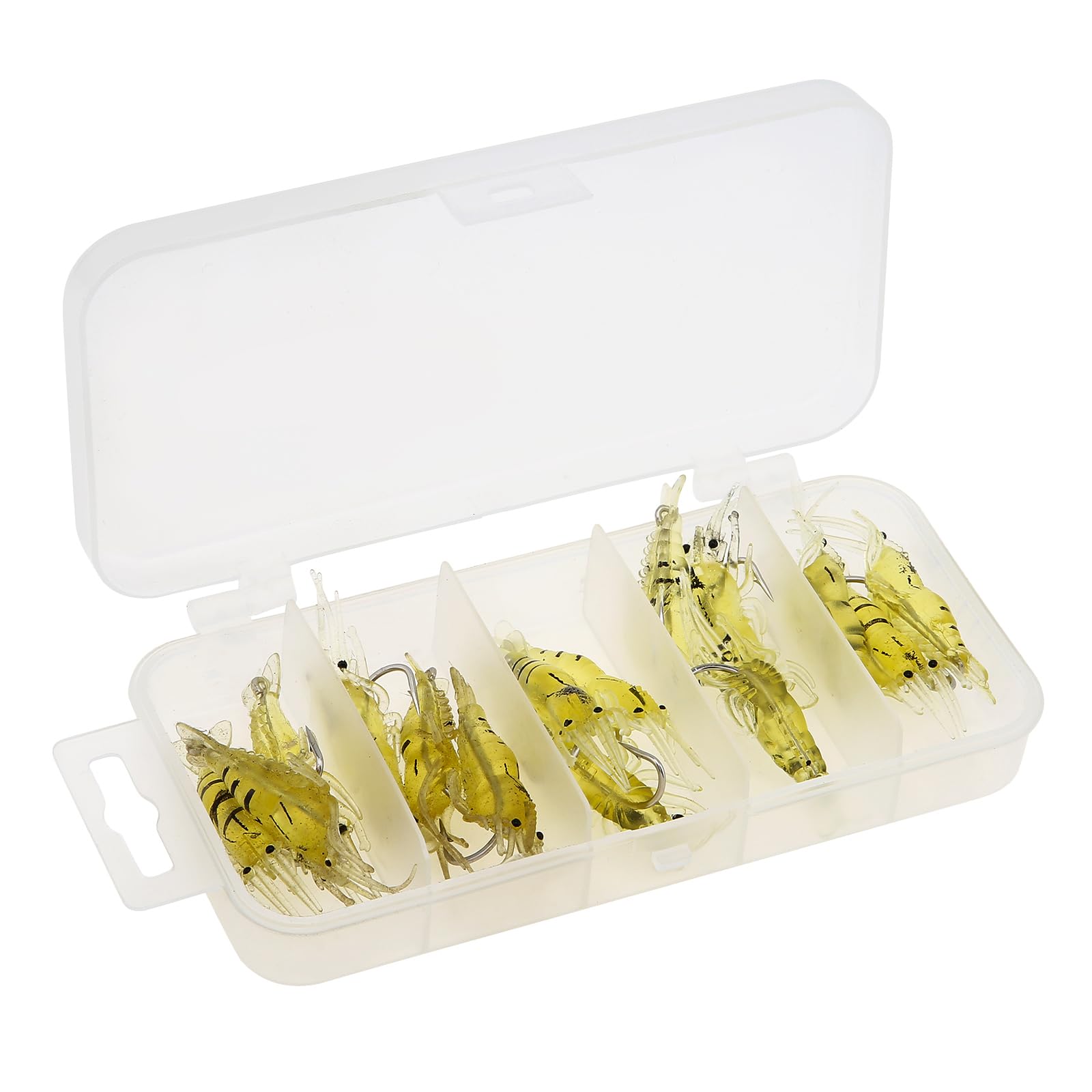 OriGlam 15pcs Shrimp Bait Hooks, Soft Shrimp Fishing Lure Soft Bait, Soft Prawn Fishing Lures Simulation Soft Prawn Lure Shrimp for Trout Bass Salmon