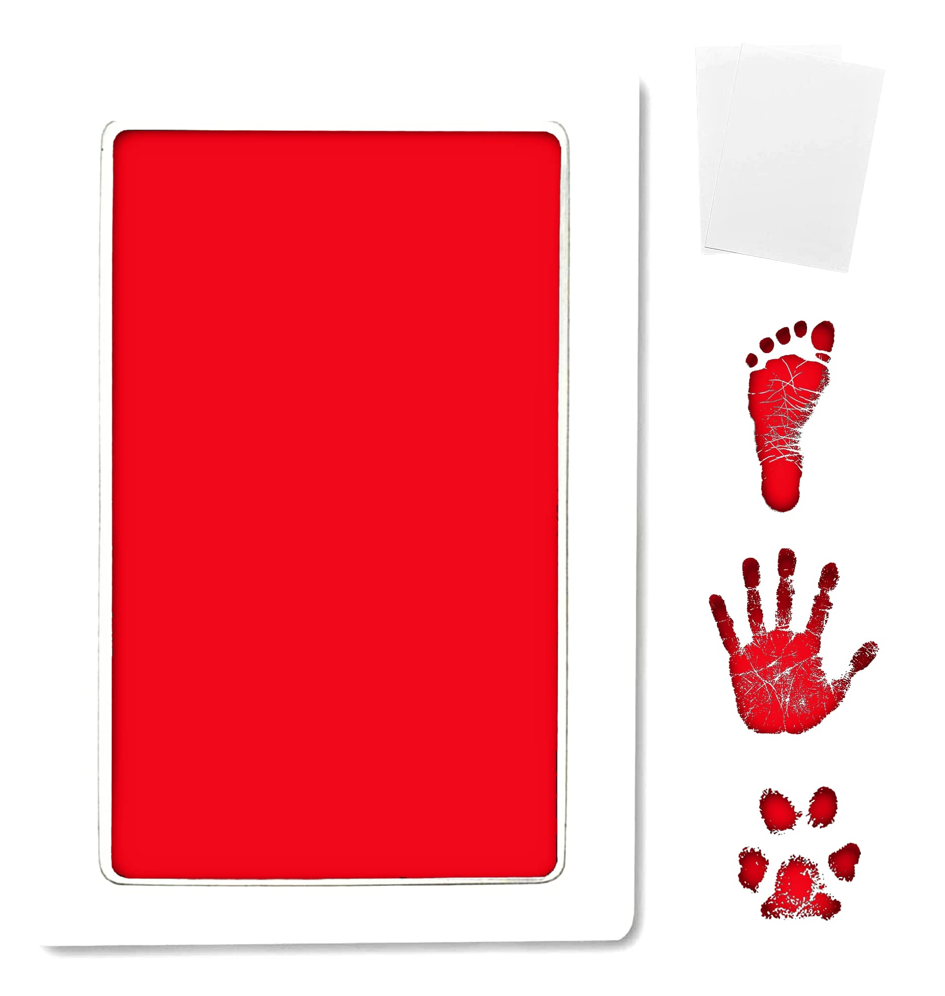 Photo 1 of Inkless Large Clean Touch Ink Pad Kit for Baby Footprint, Handprint & Pet Paw Print - No Ink Mess, Clear Print, Smudge Resistant, Long Lasting, Baby Safe, Includes 2 Cardstock(Clean-Touch - Red)