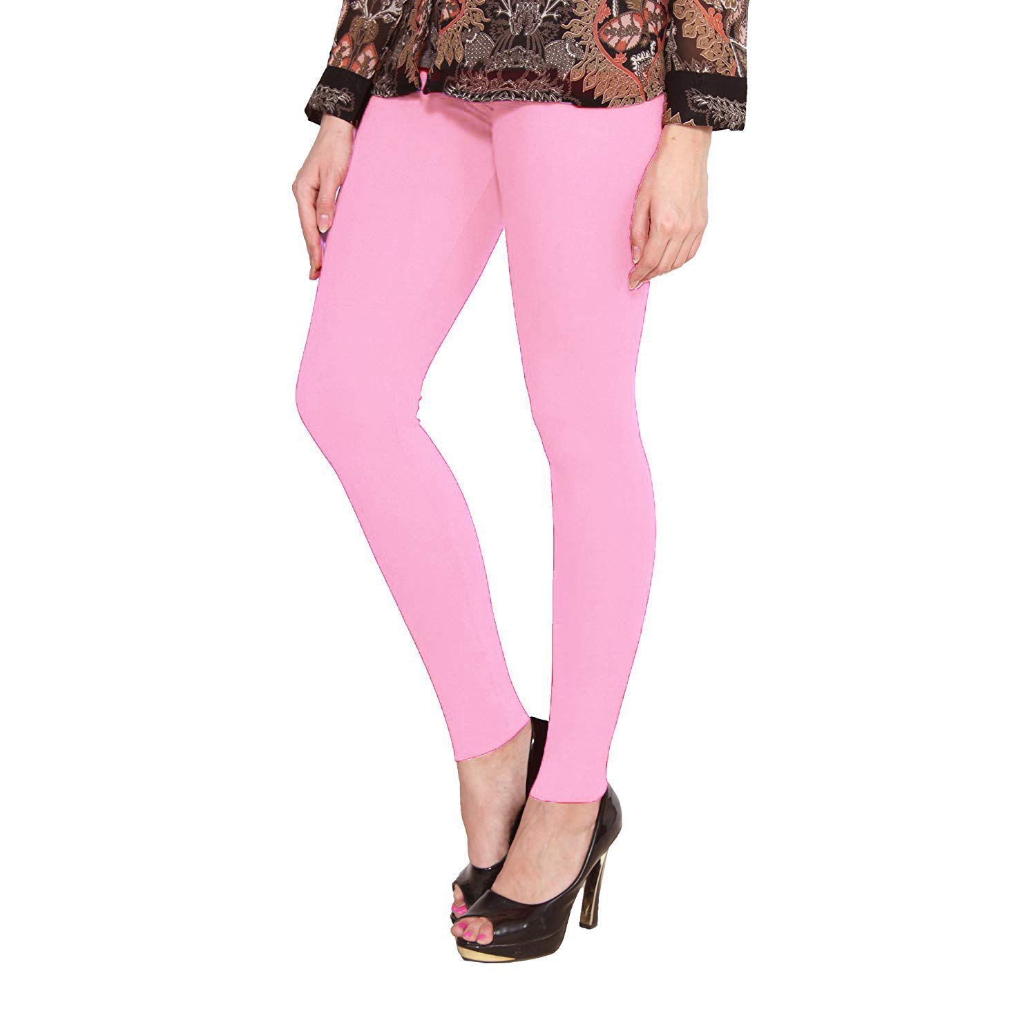 Buy Khwhaish Women’s Premium Baby Pink Color Cotton Lycra Ankle Length