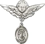 Sterling Silver Baby Badge Guardian Angel Pin with