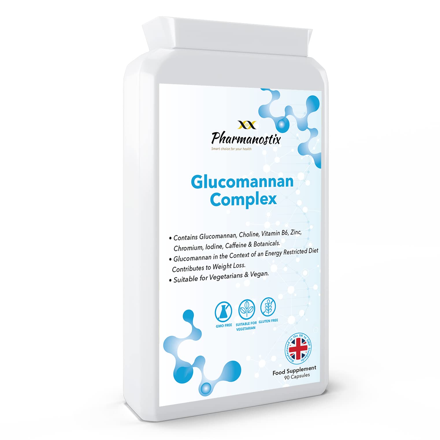 Glucomannan Complex - 3000mg - Fibre Diet Supplement Complex Capsules With Vitamin D, Chromium & Choline, Choline Contributes To Normal Lipid Metabolism (EFSA), Konjac Glucomannan - Vegetarian Formula