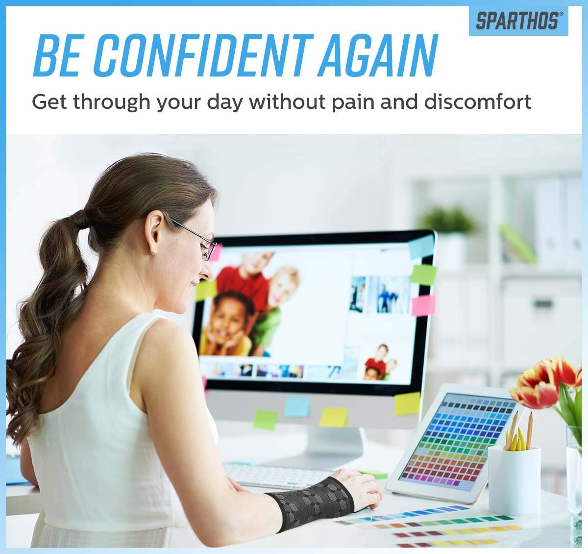 Sparthos Wrist Support Sleeves (Pair) – Medical Compression for Carpal Tunnel and Wrist Pain Relief – Wrist Brace for Men and Women – Made from Innovative Breathable Elastic Blend: Sports & Outdoors