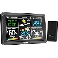 Geevon Weather Station Wireless Indoor Outdoor Thermometer, Color Display Digital Weather Thermometer with Barometer, USB Cha