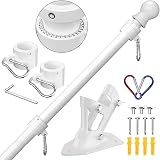 ZMTECH 6 ft Stainless Steel Flag Pole Kit Tangle Free Adjustable Bracket view 1