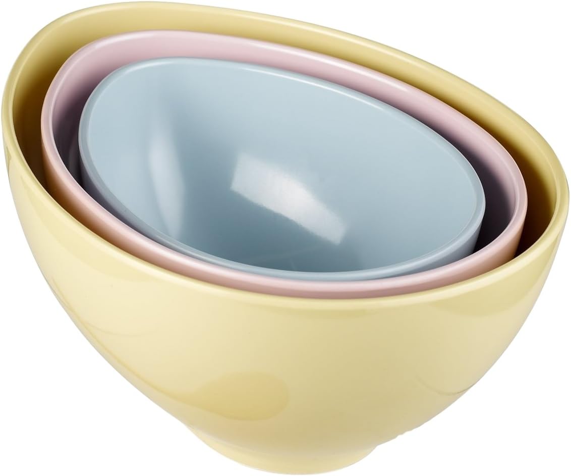 Grasslands Road Easter 4-1/4-inch By 9-3/4'x7-1/2-inch Nested Pastel Colored, Egg Shaped, Mixing Bowls Set of 3