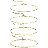 MIDEEO Gold Bracelets for Women,14K Gold Plated Stack Set Trendy Stackable Paperclip Chain Bracelets Gold Jewelry Sets Gifts for Women