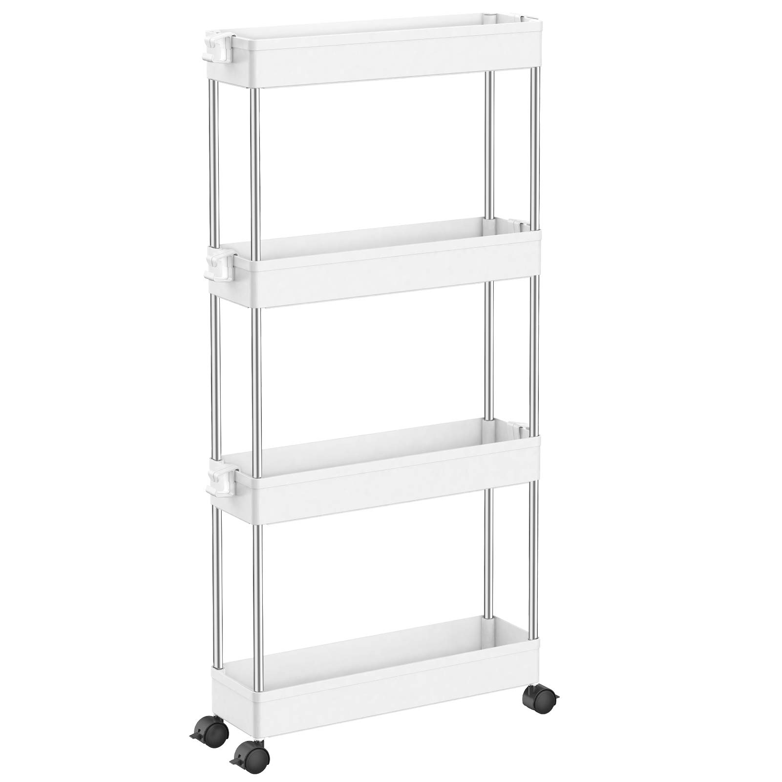 SPACEKEEPER 4 Tier Slim Storage Cart Mobile Shelving Unit Organizer