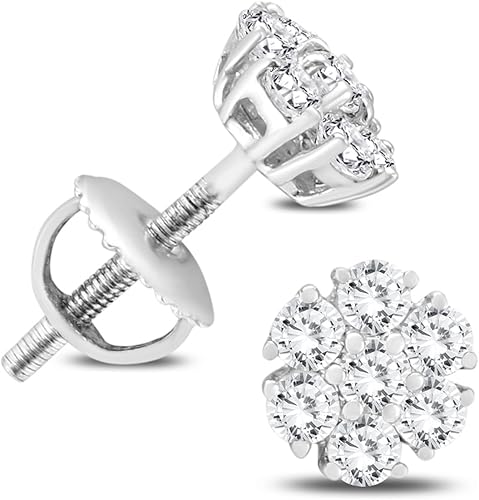 Amazon Com 1 2 Carat Tw Diamond Cluster Earrings In 10k White