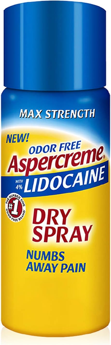 Aspercreme Odor Free Max Strength Lidocaine Pain Relief Dry Spray, 4 Ounces: Health & Personal Care