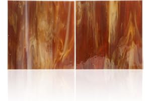 Generic 2 Sheets Brown Stained Glass Sheets Assorted Colors, 4 x 4 inch Art Glass Mosaic Tiles for Crafts, Stained Supplies for Stained and Mosaic Projects