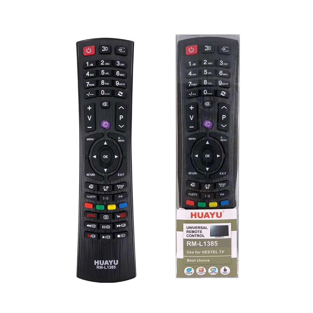 IHANDYTEC RM-L1385 TV Replacement remote – Works with televisions (LED,LCD,Plasma) – Ideal TV replacement remote control with same functions as the original remote -