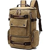 Jahomieo Vintage Canvas Backpack Casual Travel Rucksack 15.6inch Laptop Daypacks Hiking Camping Backpack