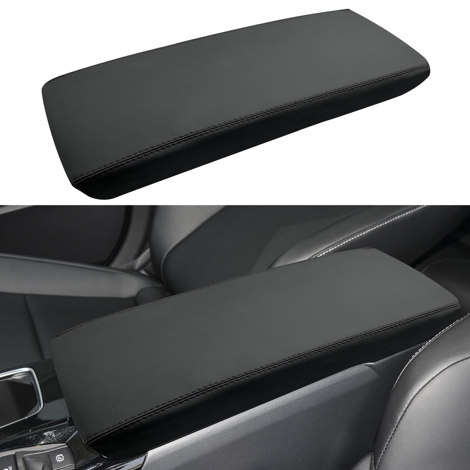 Photo 1 of LOCOY Center Console Armrest Cover for Toyota Camry Accessories 2025, Arm Rest Box Protective Cover, Armrest Lid Leather Cover, Middle Console Cover, Custom Armrest Interior (Black Stitches)