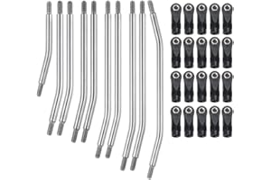 RC HUB RC-Hub 10Pcs Stainless Steel Rod Link Linkage Set 324mm Wheelbase 5mm Steering Rod for 1/10 Axial SCX10 II 90046 RC Crawler Car