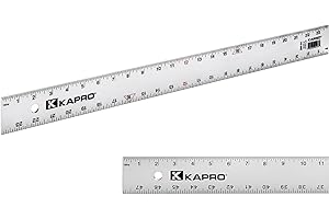 Kapro - 308 Straight Edge Ruler - ⅛” and 1/16” Increments - Contractor Grade - With Wear Resistant Printing - For Carpentry, Drywall, Drafting - Anodized Aluminum - 24 Inch