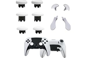 6 Pcs Metal Thumbsticks for PS5 Edge Controller, 4 Pcs Back Paddles Triggers Buttons for PS5 Dualsense Controller, Replacemen