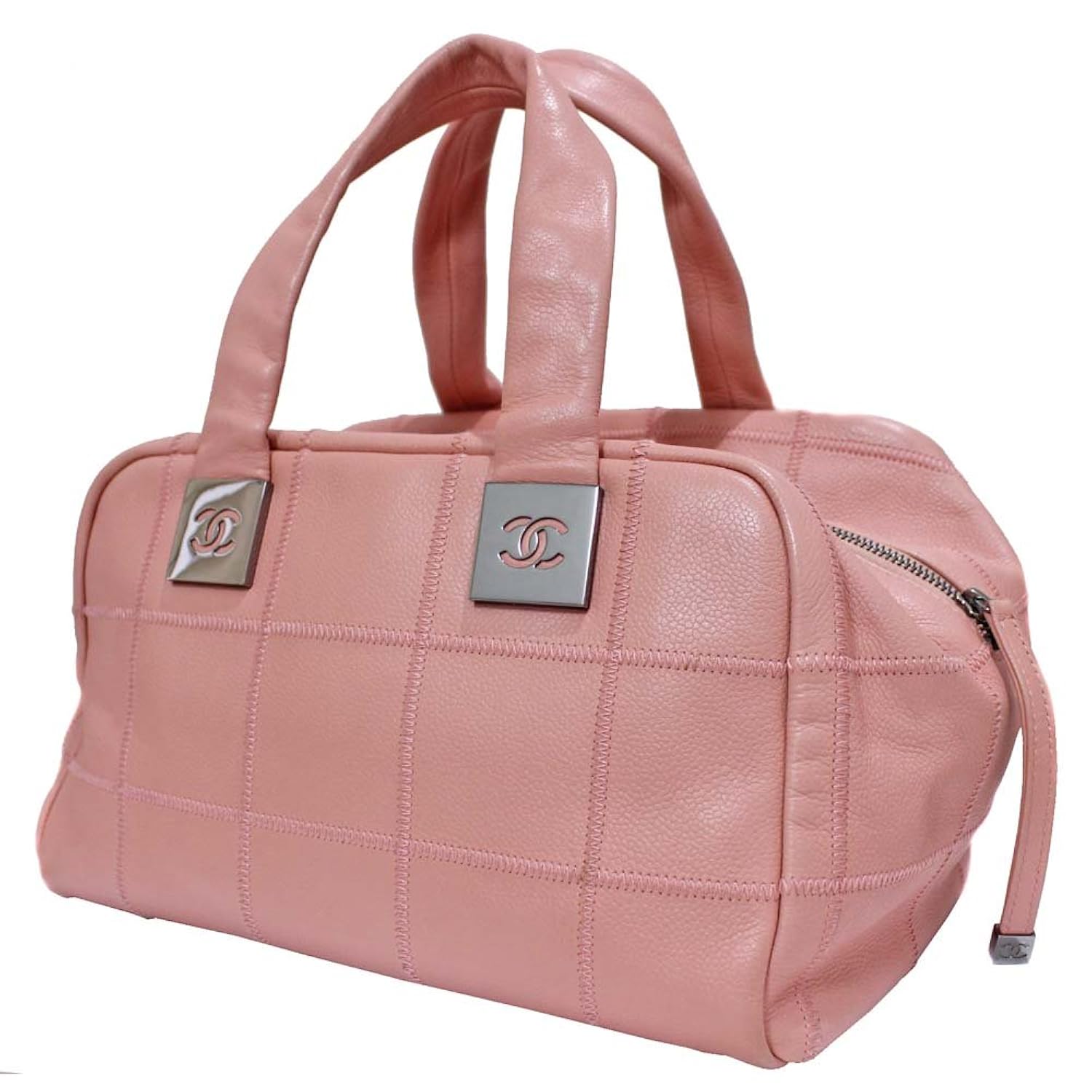 シャネル Chanel ミニボストンバッグ チョコバー ハンドバッグ ピンク レディース レザー ソフトキャビアスキン 中古 B07dddcvw3