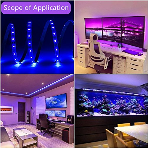 LED Strip Light UV Black Light - Escolite UV Light Strip 16.4Ft/5M Strip Light Waterproof IP65 24W 300LEDs with 12V 2A Power Supply - Thumbnail 5