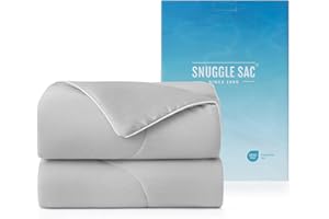Snuggle Sac Queen Size Comforter, All Seasons Down Alternative Quilted Comforter, Reversible Blankets, Breathable Cooling Blankets for Hot Sleepers and Night Sweats, 90x90 Inches, Cool Gray